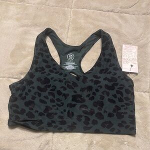 Sage Black Leopard Print Crop Top